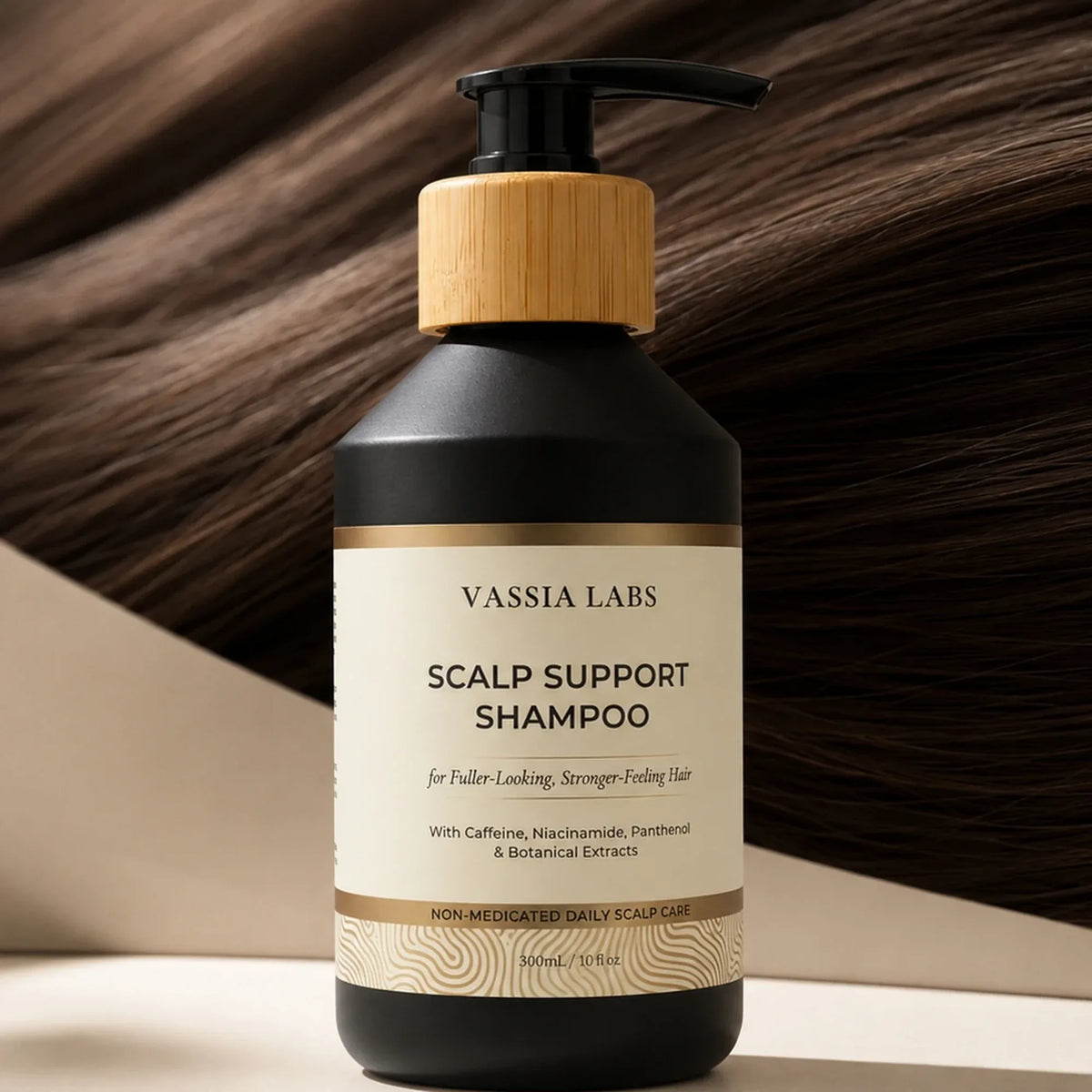 Vassia Labs Volumizing Shampoo beside fuller fine hair